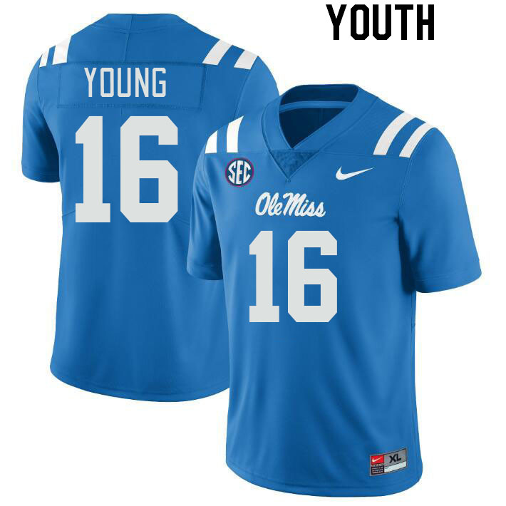 Youth #16 Teja Young Ole Miss Rebels College Football Jerseyes Stitched Sale-Powder Blue - Click Image to Close